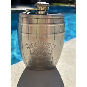 Jack Daniels Old No 7 Stainless Steel 6 oz Barrel Shaped Hip Flask CLEAN